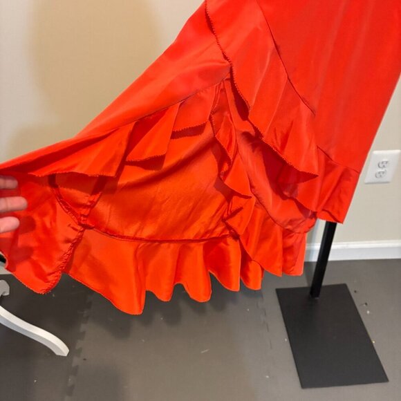 Cleobella Whispers Slip Embroidered Ruffle Midi Dress Spice Red - Picture 10 of 14